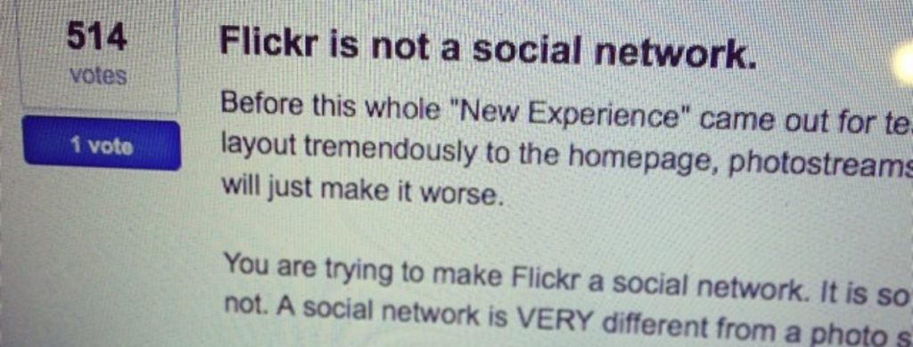 FlickrはSNSでは無い！と主張するFlickrユーザー